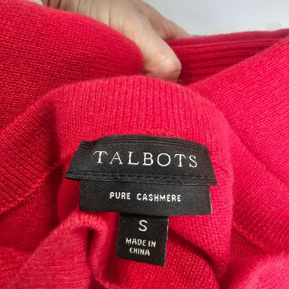 Talbots Cashmere Sweater S Red 3/4 Sleeve Quiet Luxury Preppy Classic Office